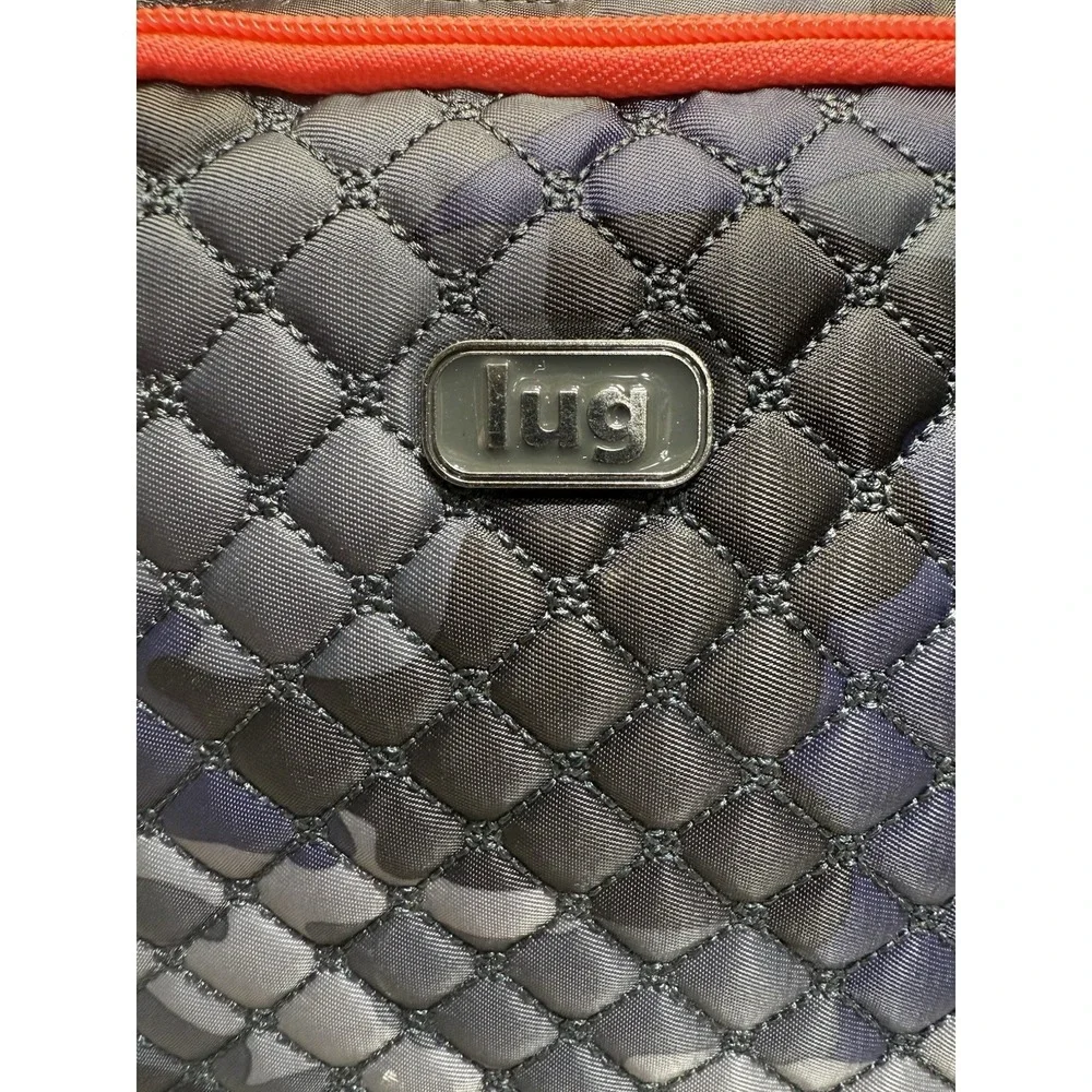 Lug Propeller Duffel Bag Navy Camo Quilted Travel Carry-On Gym Tote Orange Trim